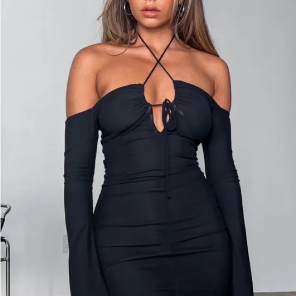 White Fox Black Dress